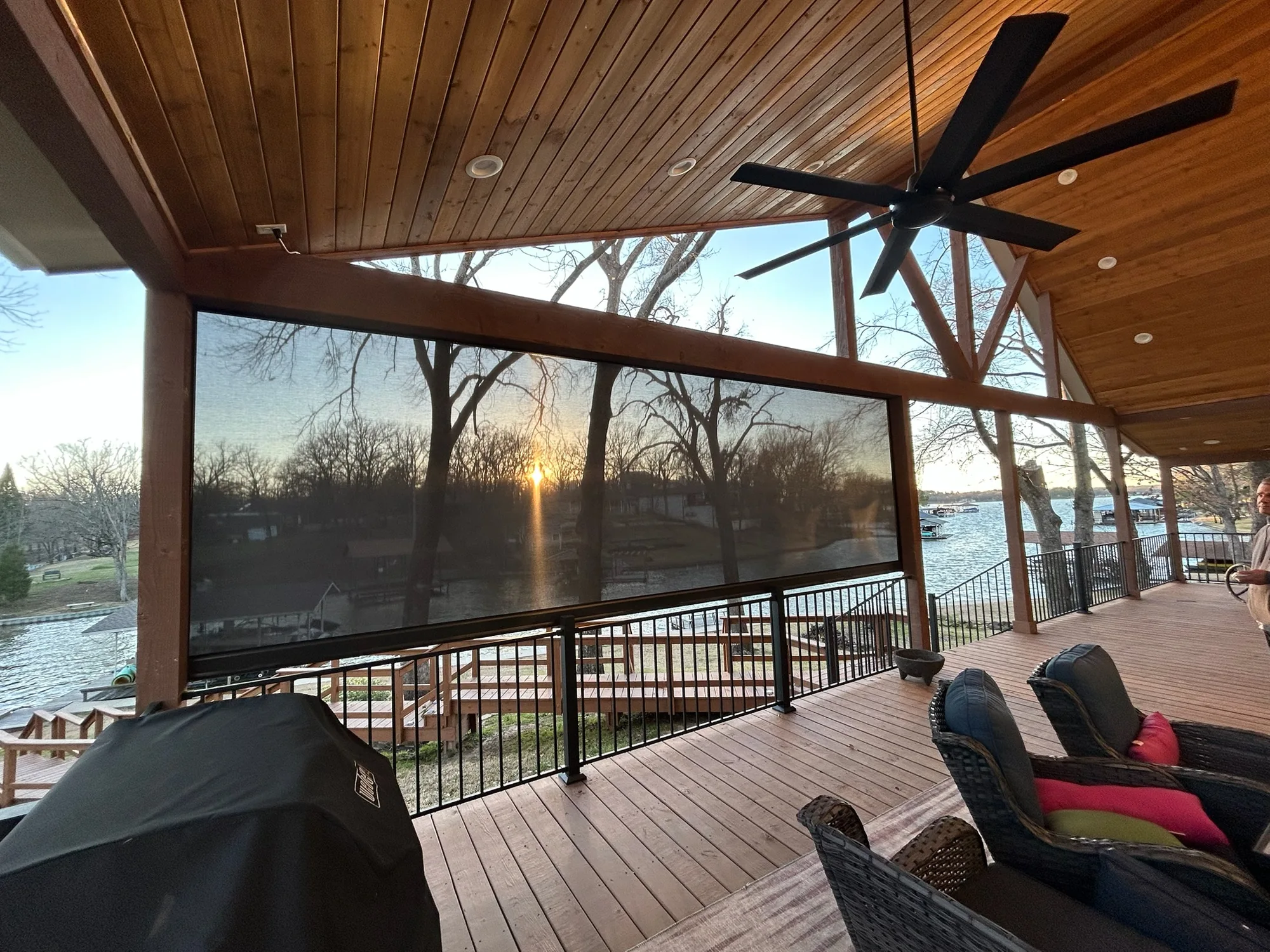 Exterior Patio Shades installed in Plano, TX by Love Is Blinds