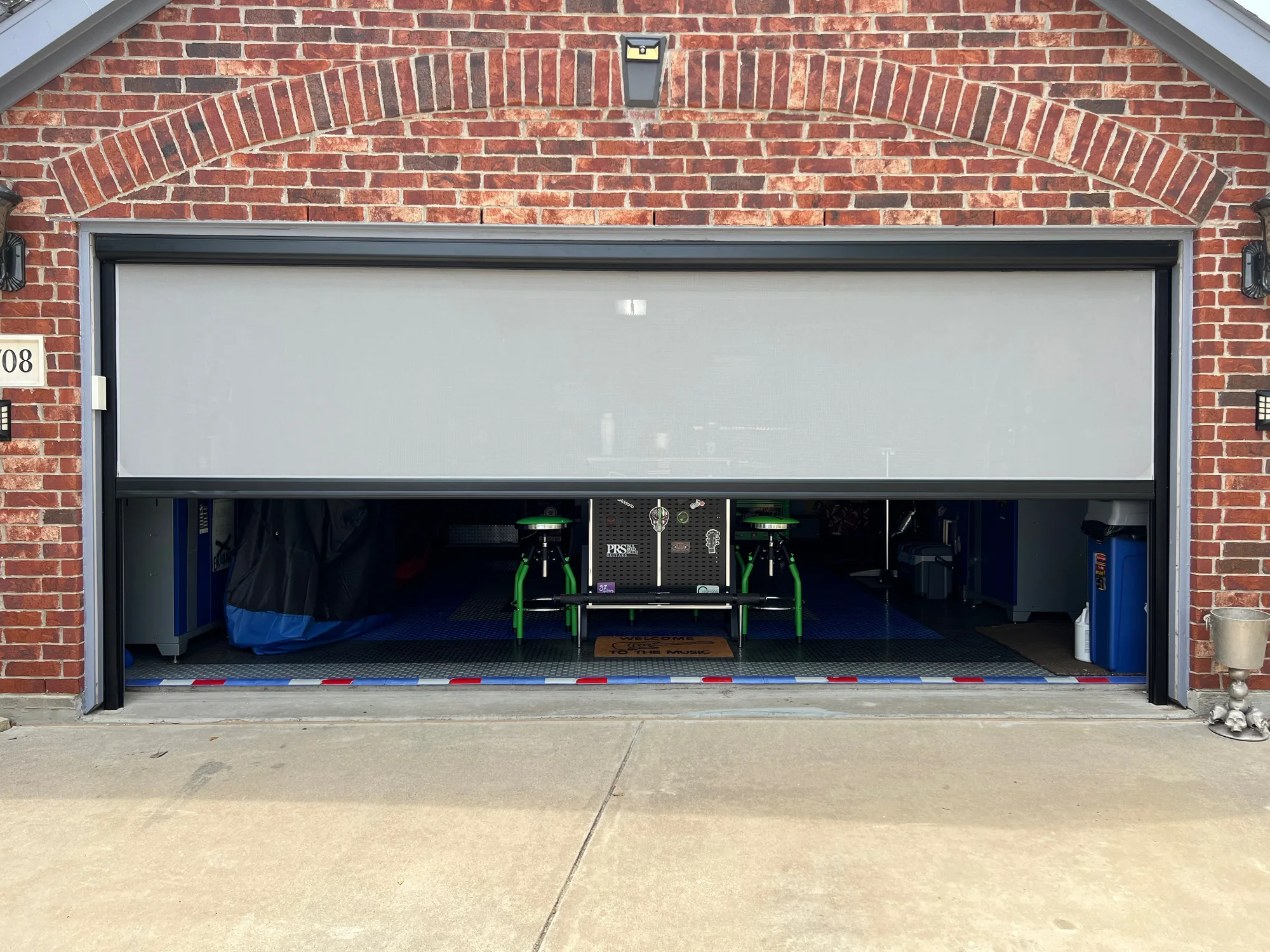 Exterior patio shades installed by Love Is Blinds in a Texas living space